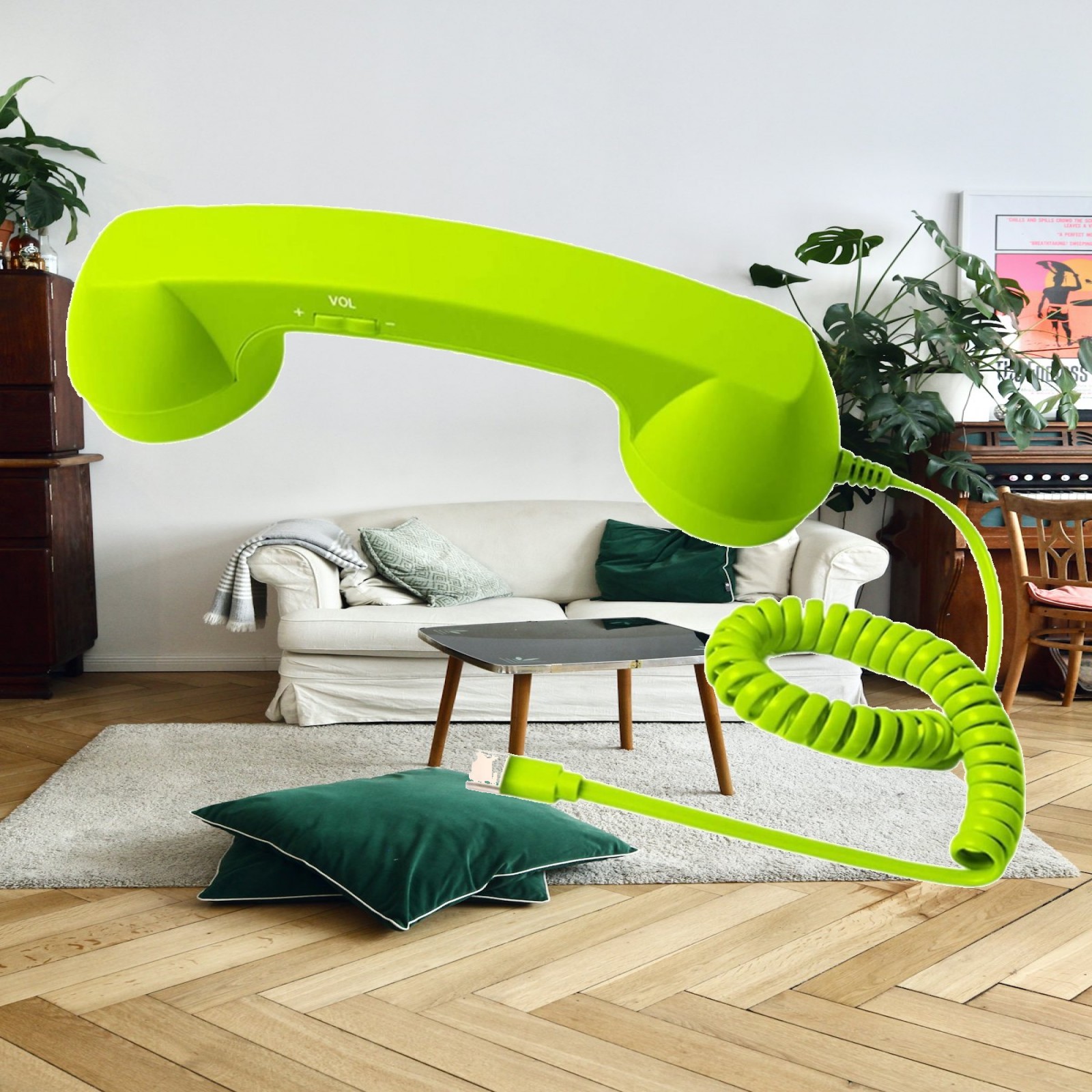 Retro Handset Phone - Telefone Retro com Fio em Plástico,