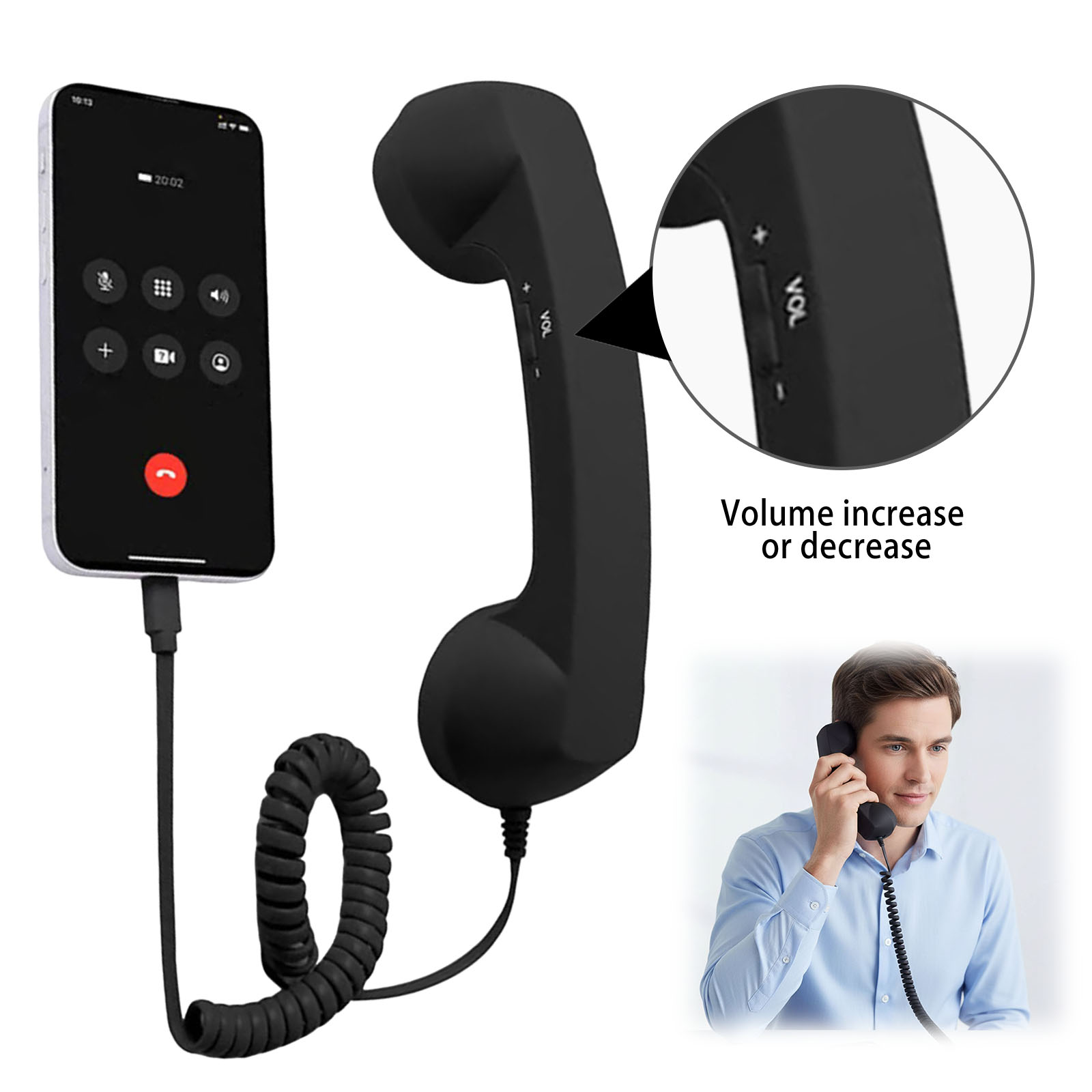 Fone de Ouvido Retrô Tipo-C pa - Retro Handset Phone avaliação e preço