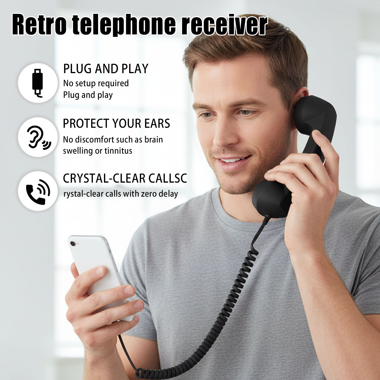 Aparelho de Telefone Retrô Erg - Retro Handset Phone avaliação e preço